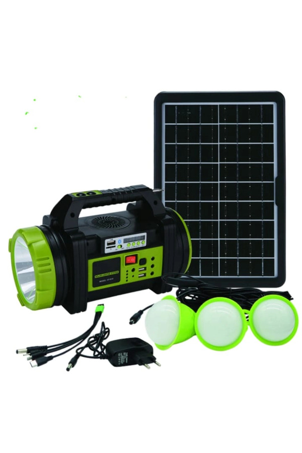 Evi̇mdeyokyok Wıson Ws-5683 Şarjlı 30W Solar Şarjlı Ev Aydınlatma Seti̇ Radyo Ve Fan Powebank