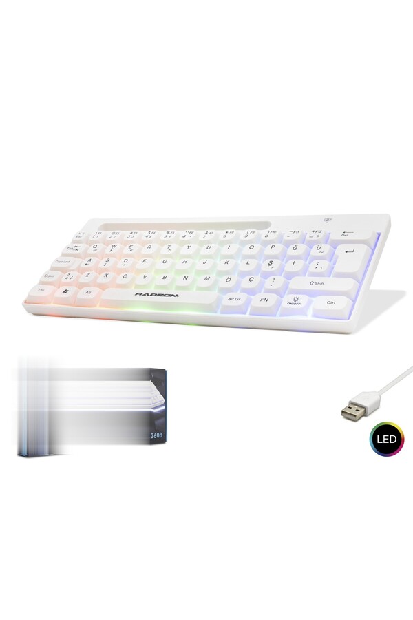 Evi̇mdeyokyok Mi̇ni̇ Klavye Led - Beyaz Hdx2608