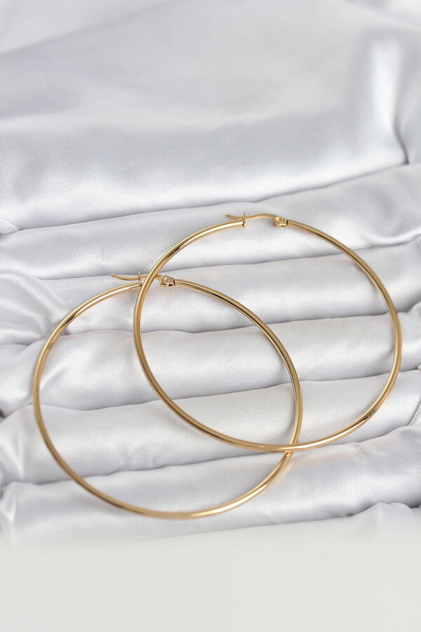 Tj 316L Çeli̇k Gold Renk 70 Mm Kadın Halka Küpe Tj-Bkp11687