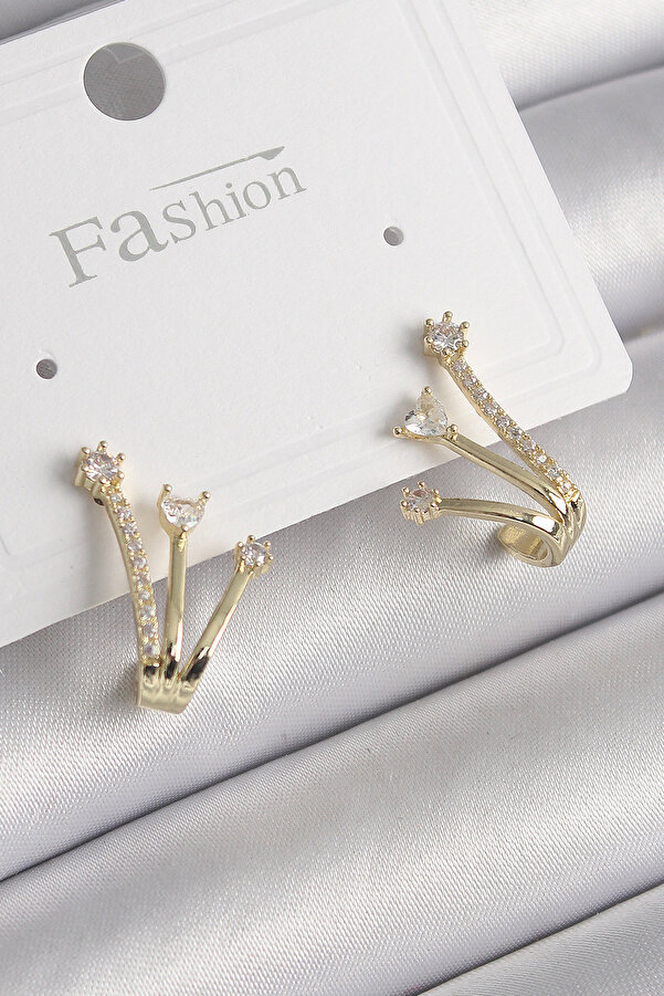 Ayrstore Pi̇ri̇nç Gold Renk Zi̇rkon Taşlı Kadın Küpe - Tj-Bkp9963