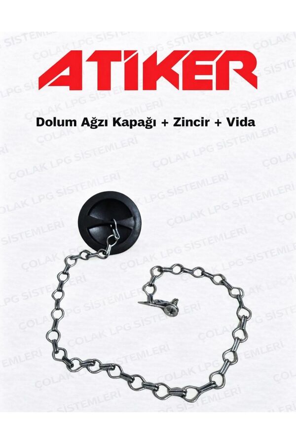 ATİKER LPG Dolum Ağzı Kapağı Zincirli Vidalı Set – Orijinal Uyumlu Dolum Kapağı