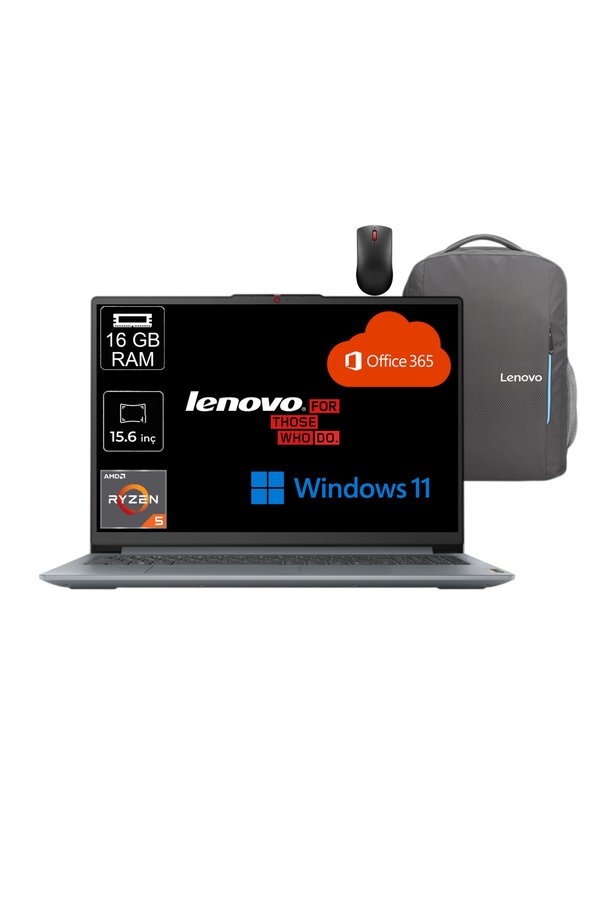 Lenovo IdeaPad Slim 3 AMD Ryzen 5 7520U 16GB Ram 1TB SSD 15.6" FHD W11P+Office+Çanta+Mouse