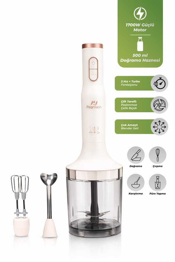 PiranTech YH-94 El Blender Seti – Parçalayıcı Çırpıcı ve Metal Blender