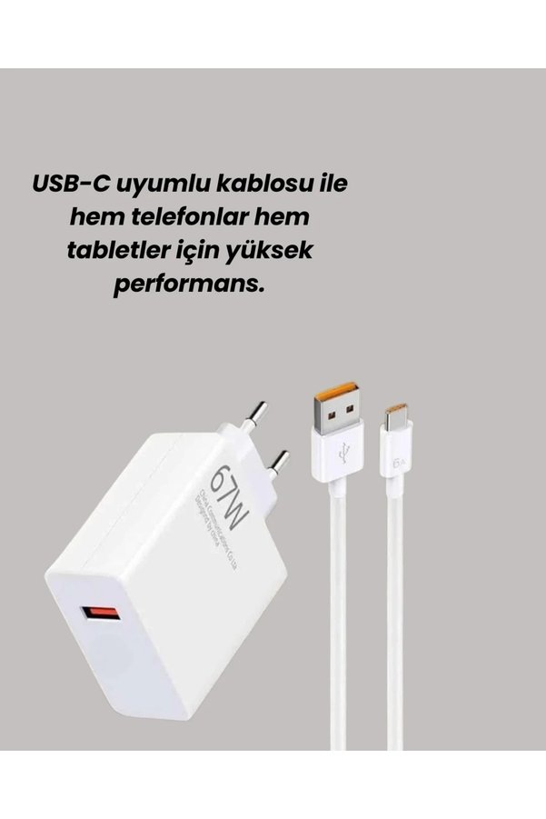 Epilons 67W Hızlı Şarj Adaptörü Ve Veri Aktarım Özellikli Type-C Kablo Seti