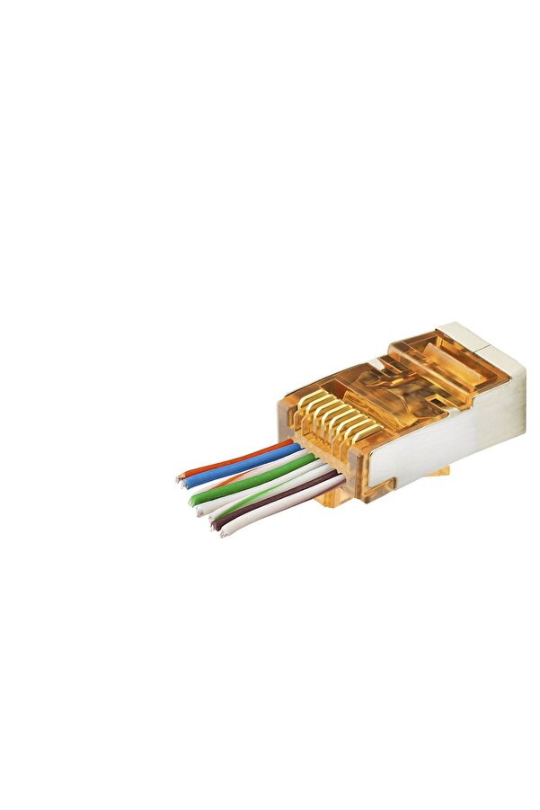 Evi̇mdeyokyok Cat6E Ez Rj45 Metal Konnektör 100 Adet Plasti̇k Kutu - Turuncu Nd2421