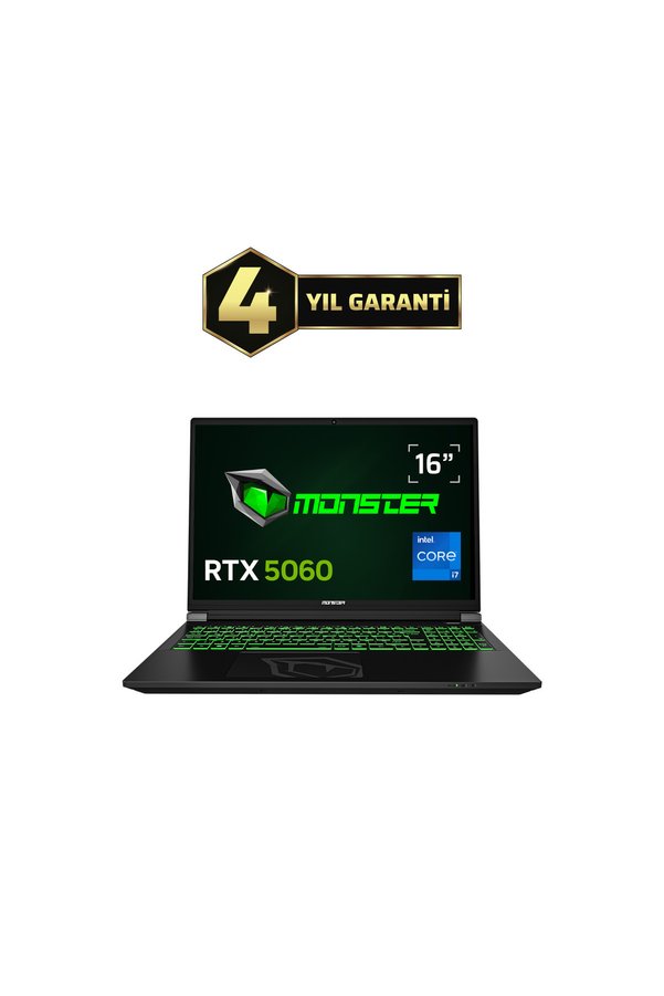 Monster Tulpar T6 V3.3.3 Intel Core i7 13700HX 16GB RAM 500GB SSD RTX 5060 Windows 11 Home 16" FHD+ 165 Hz