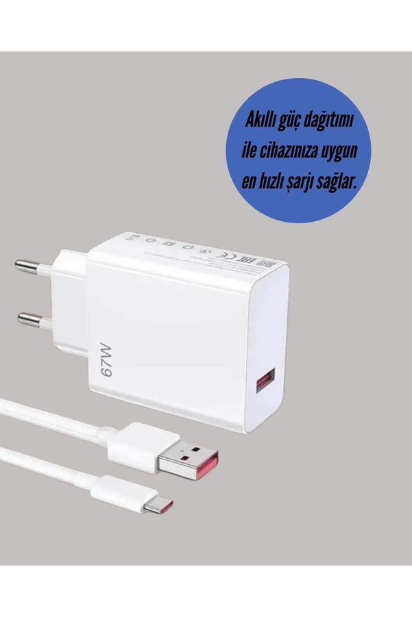 Epilons 67W Hızlı Şarj Adaptörü Ve Veri Aktarım Özellikli Type-C Kablo Seti