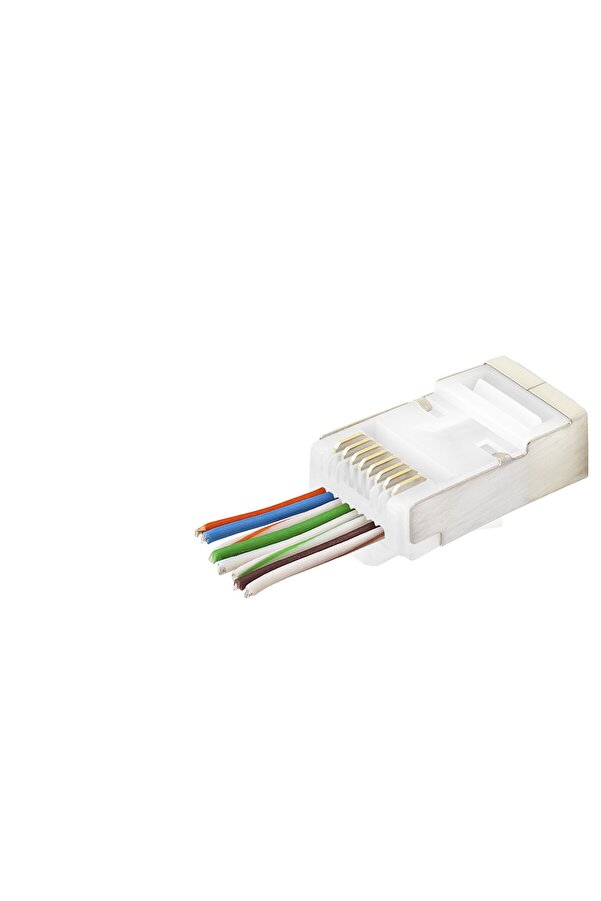 Evi̇mdeyokyok Cat6E Ez Rj45 Metal Konnektör 100 Adet Plasti̇k Kutu - Beyaz Nd2422