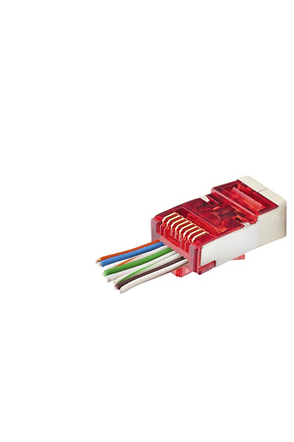 Evi̇mdeyokyok Cat6E Ez Rj45 Metal Konnektör 100 Adet Plasti̇k Kutu - Kırmızı Nd2419
