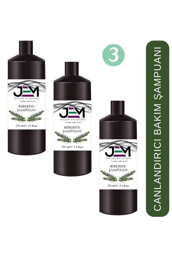 Jem Kozmetik Bitkisel Biberiye Şampuanı 250 ML * 3 ADET Canlandırıcı Bakım Şampuanı