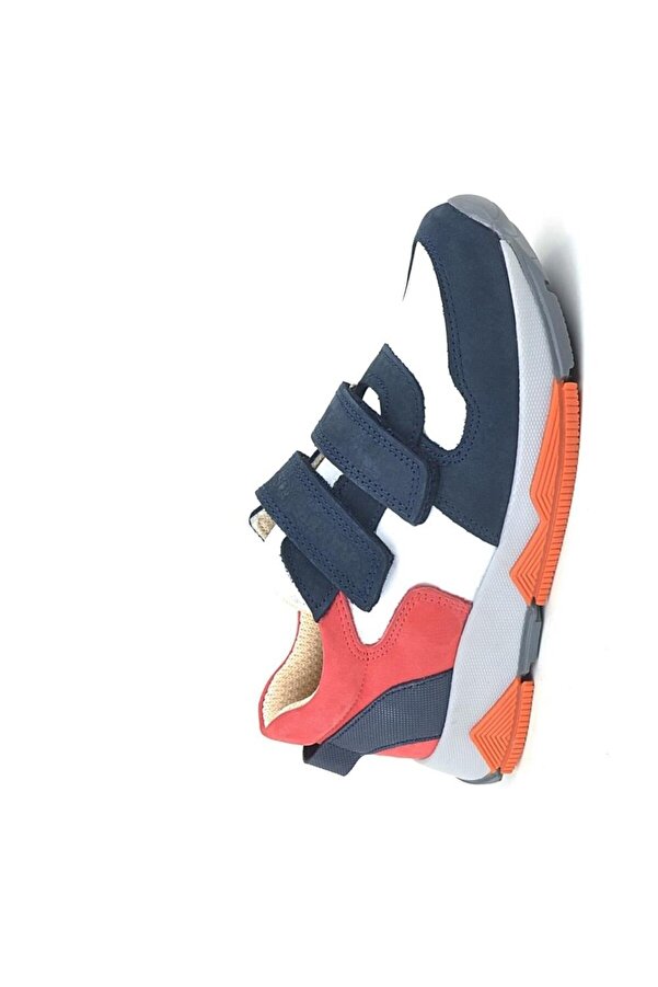 Ortopedi̇kal 3880 Rakerplus Haki̇ki̇ Deri̇ Laci̇vert Beyaz Kırmızı Çocuk Sneakers Spor Ayakkabı Cırtlı