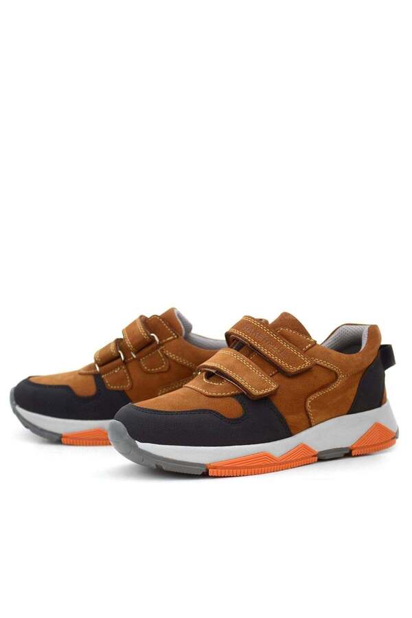 Ortopedi̇kal 3880 Rakerplus Haki̇ki̇ Deri̇ Taba Çocuk Sneakers Spor Ayakkabı Cırtlı