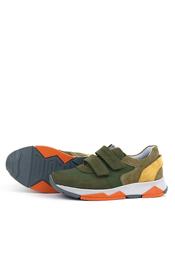 Ortopedi̇kal 3880 Rakerplus Haki̇ki̇ Deri̇ Haki̇-Yeşi̇l Çocuk Sneakers Spor Ayakkabı Cırtlı