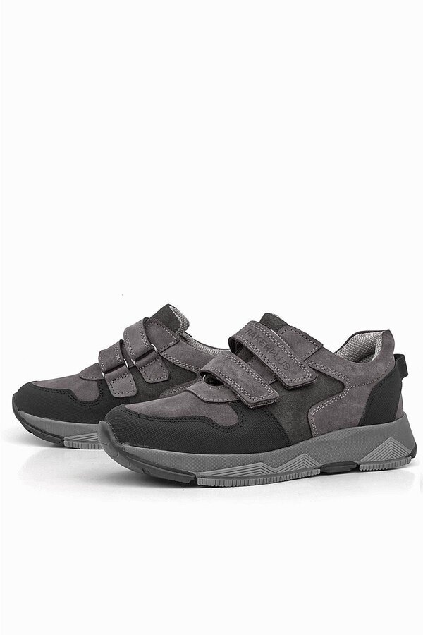 Ortopedi̇kal 3880 Rakerplus Haki̇ki̇ Deri̇ Si̇yah-K.gri̇ Çocuk Sneakers Spor Ayakkabı Cırtlı