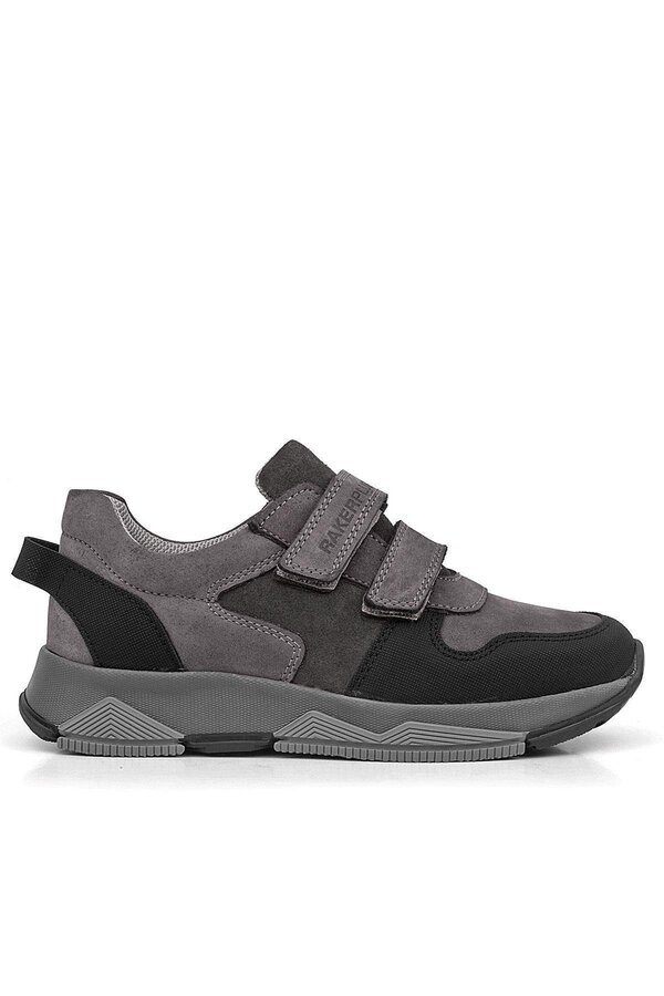 Ortopedi̇kal 3880 Rakerplus Haki̇ki̇ Deri̇ Si̇yah-K.gri̇ Çocuk Sneakers Spor Ayakkabı Cırtlı