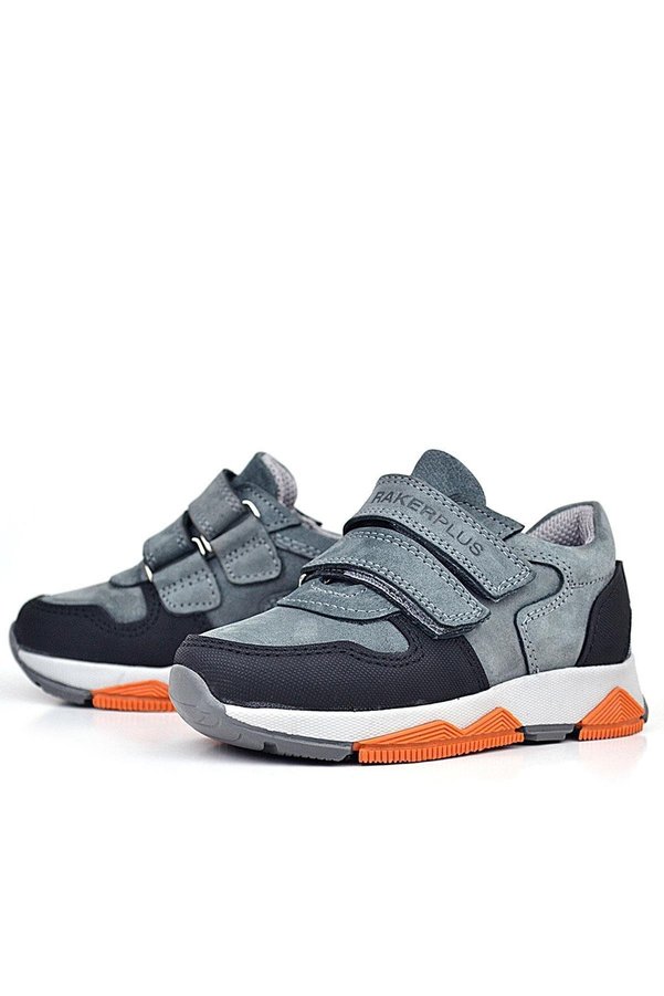 Ortopedi̇kal 3880 Rakerplus Haki̇ki̇ Deri̇ Si̇yah-K.gri̇ Çocuk Sneakers Spor Ayakkabı Cırtlı