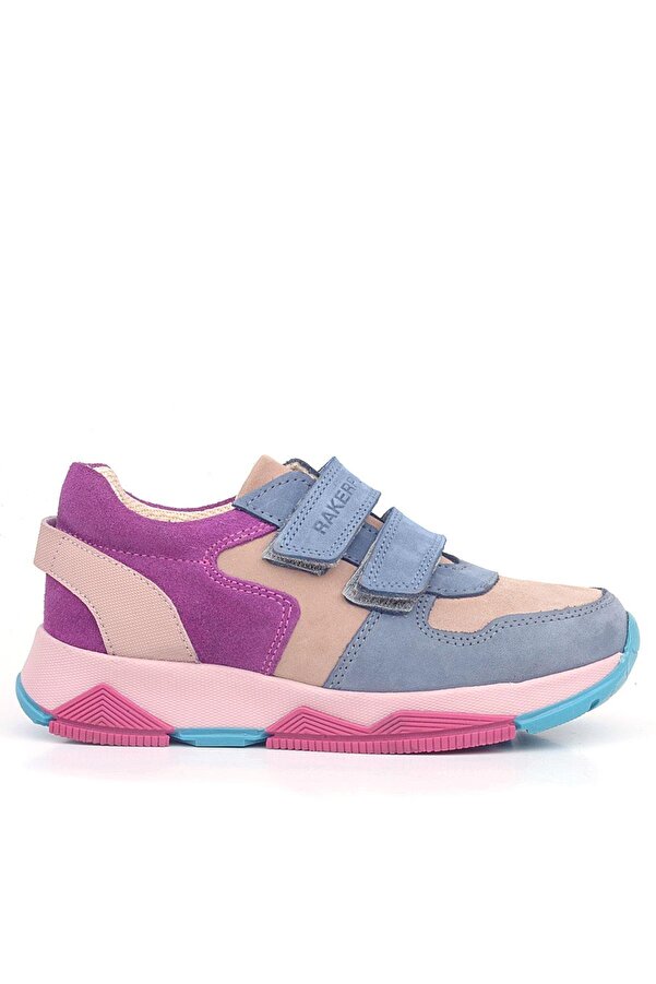 Ortopedi̇kal 3880 Rakerplus Haki̇ki̇ Deri̇ Mavi̇ Pudra Çocuk Sneakers Spor Ayakkabı Cırtlı
