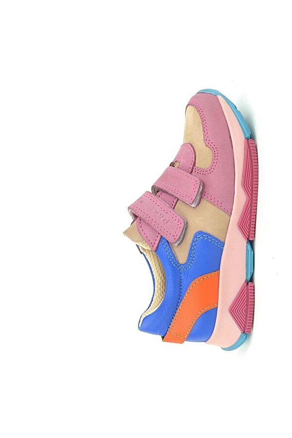 Ortopedi̇kal 3880 Rakerplus Haki̇ki̇ Deri̇ Pembe Mavi̇ Çocuk Sneakers Spor Ayakkabı Cırtlı