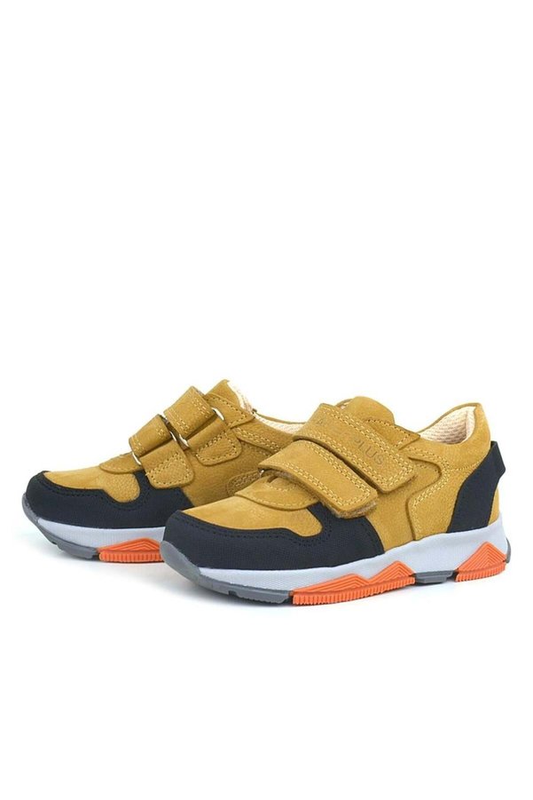 Ortopedi̇kal 3880 Rakerplus Haki̇ki̇ Deri̇ Sarı Si̇yah Çocuk Sneakers Spor Ayakkabı Cırtlı