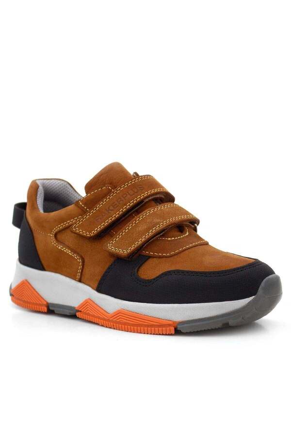 Ortopedi̇kal 3880 Rakerplus Haki̇ki̇ Deri̇ Taba Çocuk Sneakers Spor Ayakkabı Cırtlı