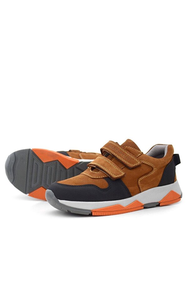 Ortopedi̇kal 3880 Rakerplus Haki̇ki̇ Deri̇ Taba Çocuk Sneakers Spor Ayakkabı Cırtlı