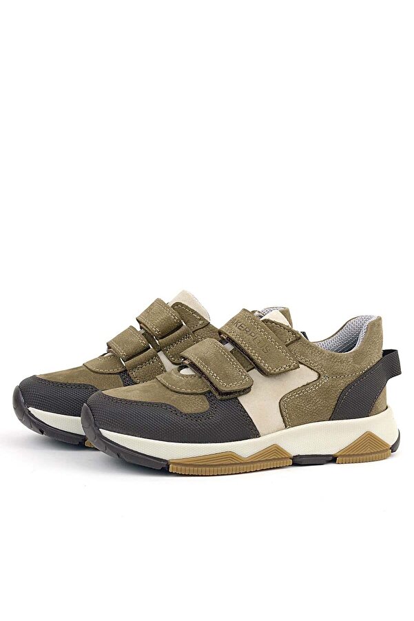 Ortopedi̇kal 3880 Rakerplus Haki̇ki̇ Deri̇ Vi̇zon Kahve Çocuk Sneakers Spor Ayakkabı Cırtlı