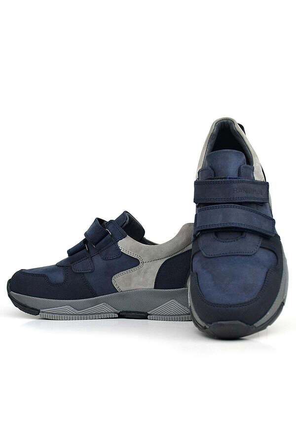 Ortopedi̇kal 3880 Rakerplus Haki̇ki̇ Deri̇ Koyu Laci̇vert Gri̇ Çocuk Sneakers Spor Ayakkabı Cırtlı