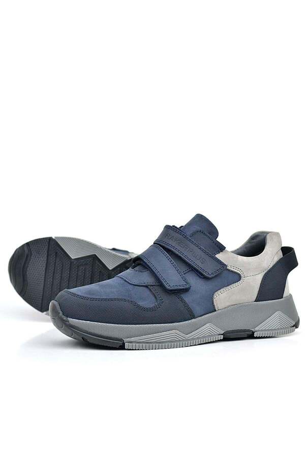 Ortopedi̇kal 3880 Rakerplus Haki̇ki̇ Deri̇ Koyu Laci̇vert Gri̇ Çocuk Sneakers Spor Ayakkabı Cırtlı