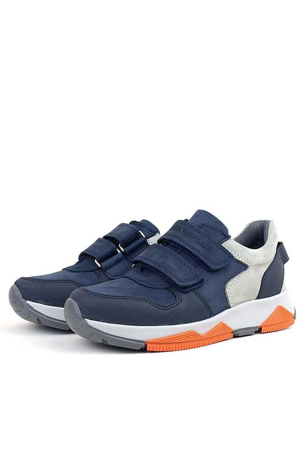 Ortopedi̇kal 3880 Rakerplus Haki̇ki̇ Deri̇ Gri̇-Koyulaci̇vert Çocuk Sneakers Spor Ayakkabı Cırtlı