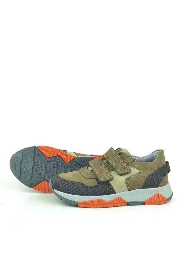 Ortopedi̇kal 3880 Rakerplus Haki̇ki̇ Deri̇ Kahve-Kahve Çocuk Sneakers Spor Ayakkabı Cırtlı