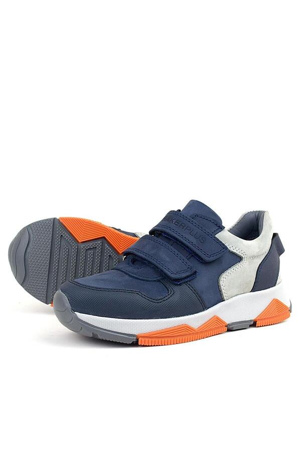 Ortopedi̇kal 3880 Rakerplus Haki̇ki̇ Deri̇ Gri̇-Koyulaci̇vert Çocuk Sneakers Spor Ayakkabı Cırtlı