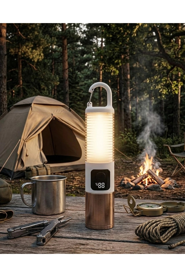Eco Lounge Taşınabilir Led Kamp Feneri Usb Şarjlı Yüksek Parlaklık 500 Lümen Güç Göstergeli