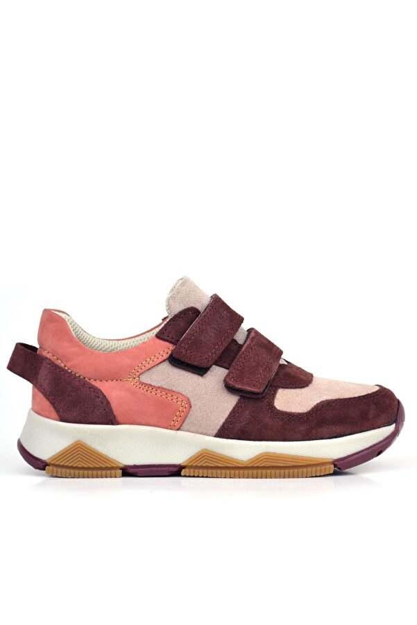 Ortopedi̇kal 3880 Rakerplus Haki̇ki̇ Deri̇ Bordo Pudra Çocuk Sneakers Spor Ayakkabı Cırtlı