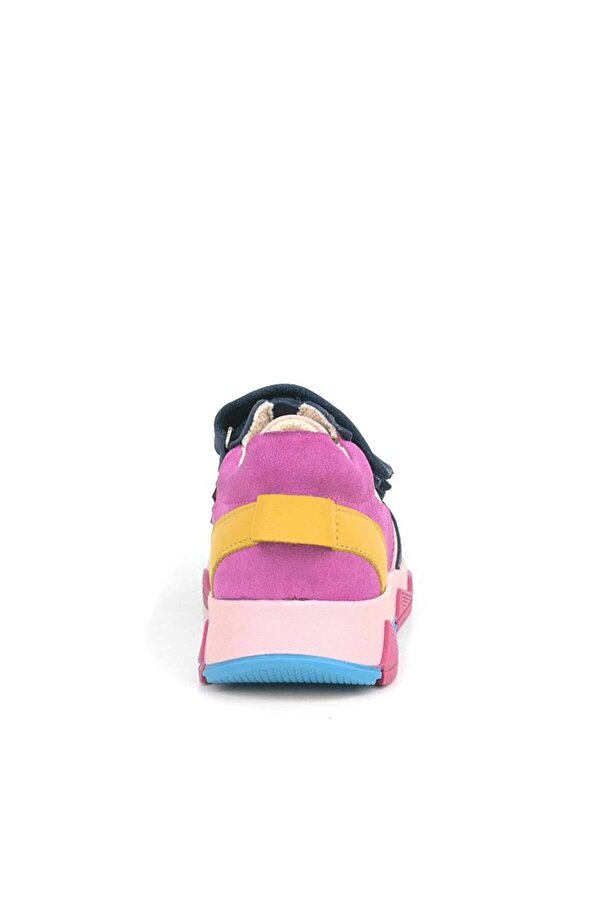 Ortopedi̇kal 3880 Rakerplus Haki̇ki̇ Deri̇ Laci̇vert Pembe Çocuk Sneakers Spor Ayakkabı Cırtlı