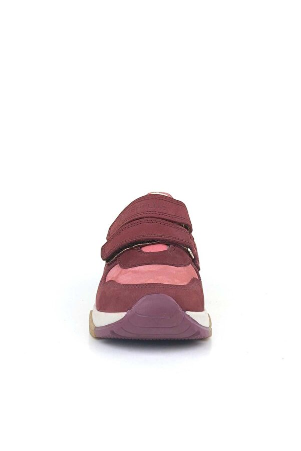 Ortopedi̇kal 3880 Rakerplus Haki̇ki̇ Deri̇ Bordo Pembe Çocuk Sneakers Spor Ayakkabı Cırtlı
