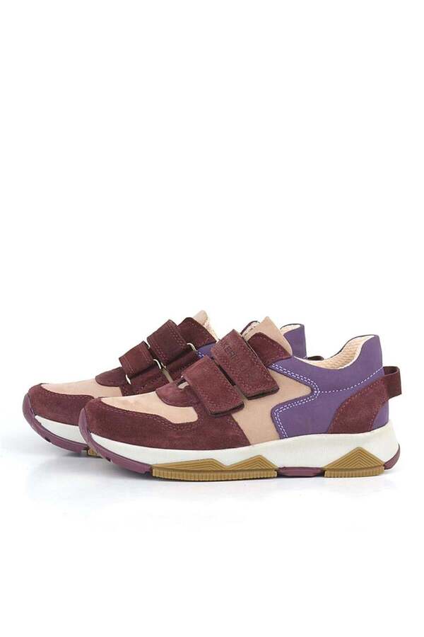 Ortopedi̇kal 3880 Rakerplus Haki̇ki̇ Deri̇ Bordo Pembe Mor Çocuk Sneakers Spor Ayakkabı Cırtlı