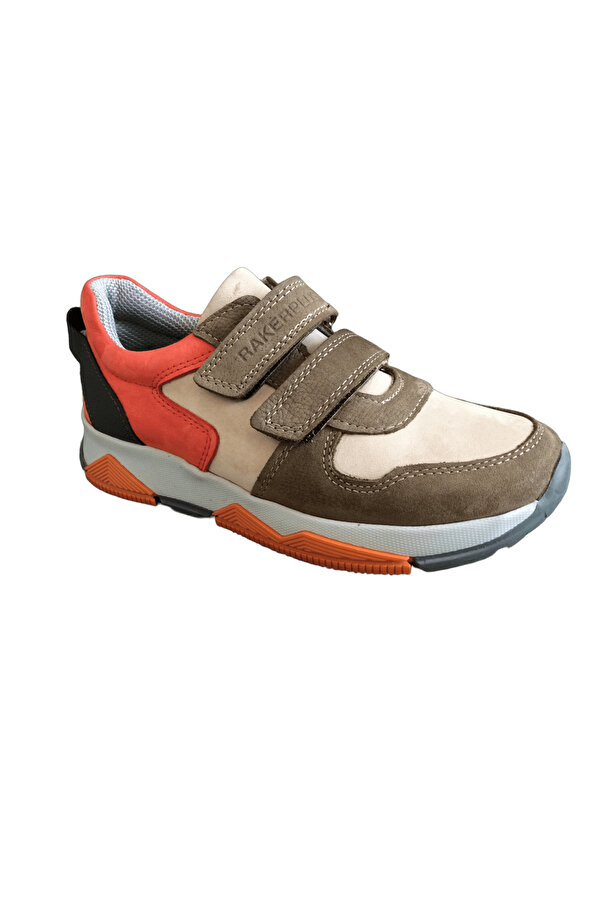 Ortopedi̇kal 3880 Rakerplus Haki̇ki̇ Deri̇ Kum Rengi̇ Çocuk Sneakers Spor Ayakkabı Cırtlı