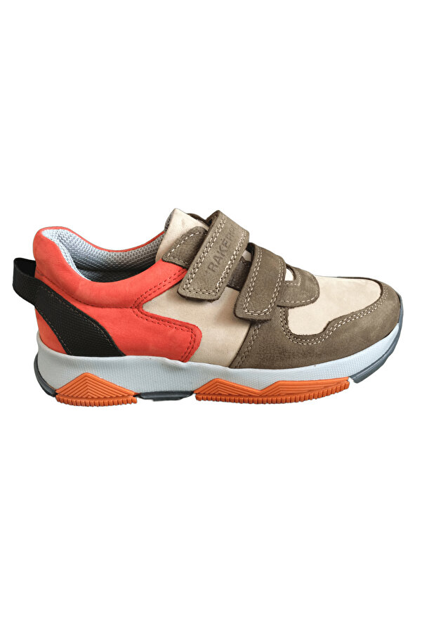 Ortopedi̇kal 3880 Rakerplus Haki̇ki̇ Deri̇ Kum Rengi̇ Çocuk Sneakers Spor Ayakkabı Cırtlı