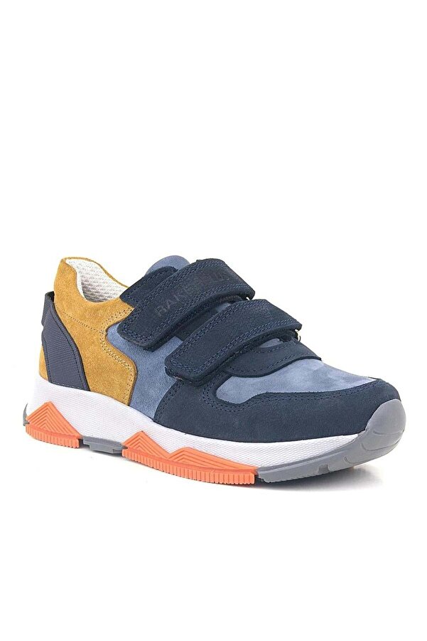 Ortopedi̇kal 3880 Rakerplus Haki̇ki̇ Deri̇ Laci̇vert Taba Çocuk Sneakers Spor Ayakkabı Cırtlı