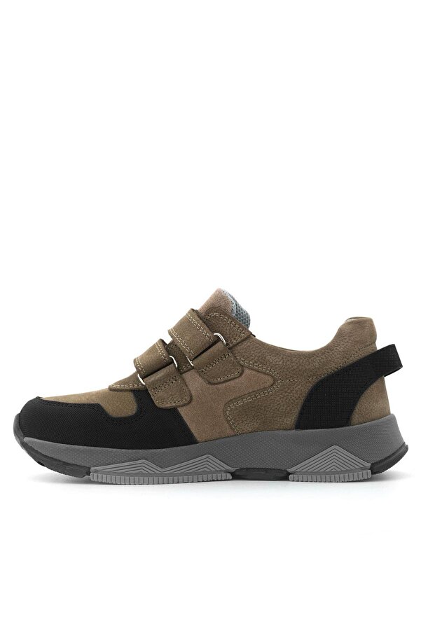 Ortopedi̇kal 3880 Rakerplus Haki̇ki̇ Deri̇ Kahverengi̇-Si̇yah Çocuk Sneakers Spor Ayakkabı Cırtlı