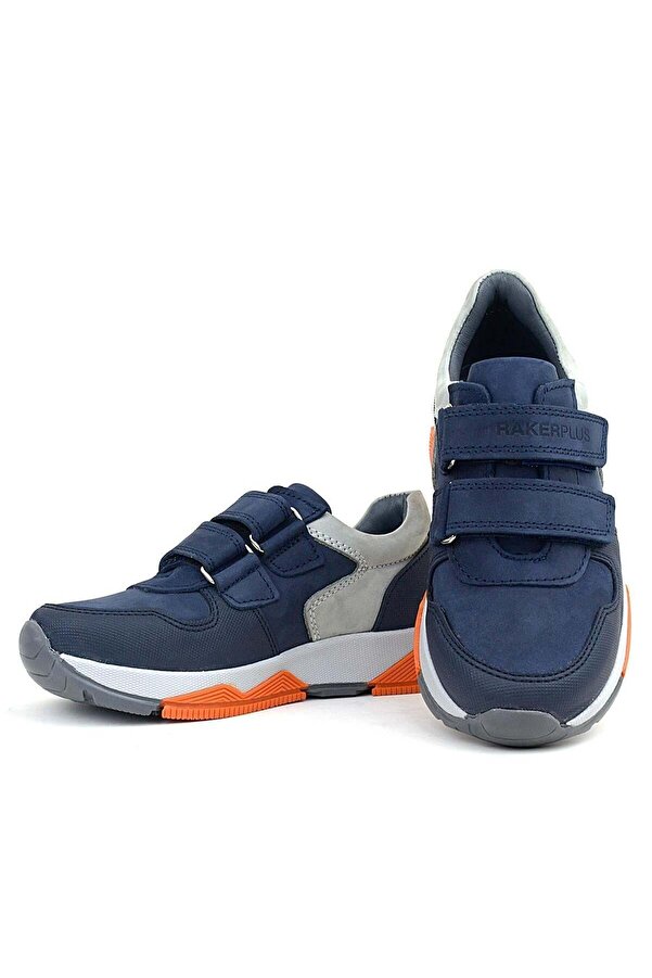 Ortopedi̇kal 3880 Rakerplus Haki̇ki̇ Deri̇ Gri̇-Koyulaci̇vert Çocuk Sneakers Spor Ayakkabı Cırtlı