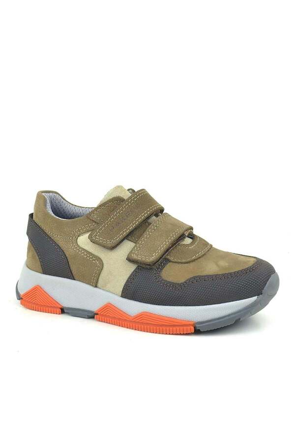 Ortopedi̇kal 3880 Rakerplus Haki̇ki̇ Deri̇ Kahve-Kahve Çocuk Sneakers Spor Ayakkabı Cırtlı