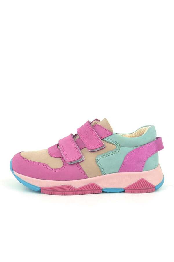 Ortopedi̇kal 3880 Rakerplus Haki̇ki̇ Deri̇ Fuşya Pembe Mi̇nt Çocuk Sneakers Spor Ayakkabı Cırtlı