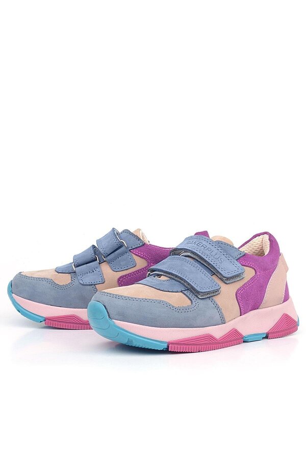Ortopedi̇kal 3880 Rakerplus Haki̇ki̇ Deri̇ Mavi̇ Pudra Çocuk Sneakers Spor Ayakkabı Cırtlı