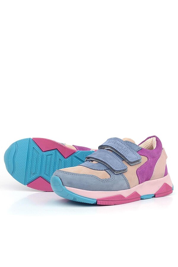 Ortopedi̇kal 3880 Rakerplus Haki̇ki̇ Deri̇ Mavi̇ Pudra Çocuk Sneakers Spor Ayakkabı Cırtlı