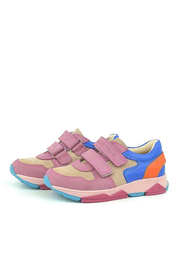 Ortopedi̇kal 3880 Rakerplus Haki̇ki̇ Deri̇ Pembe Mavi̇ Çocuk Sneakers Spor Ayakkabı Cırtlı