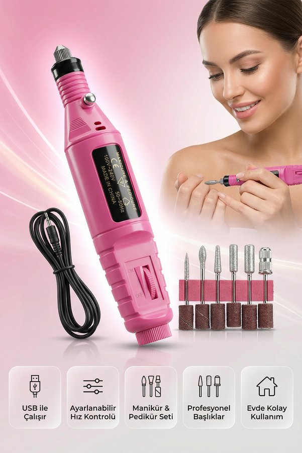 ALFAGİFT Elektrikli USB Tırnak Törpü Seti Manikür Pedikür Protez Tırnak Ayak Nasır Ve Tırnak Mantar Makinesi