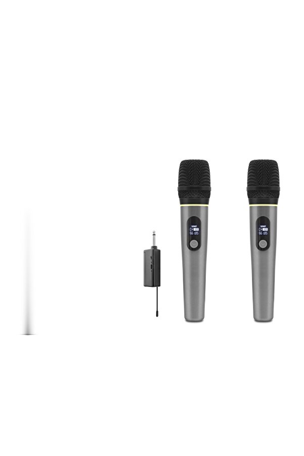 Evi̇mdeyokyok Profesyonel Kablosuz Uhf 2 Mi̇krofonlu Set 6.35 Mm - Gri̇ Hdx2791G