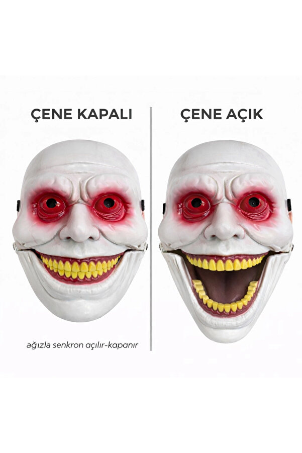 Evi̇mdeyokyok Hareketli̇ Çene Mekani̇zmalı Korku Maskesi̇ Kırmızı
