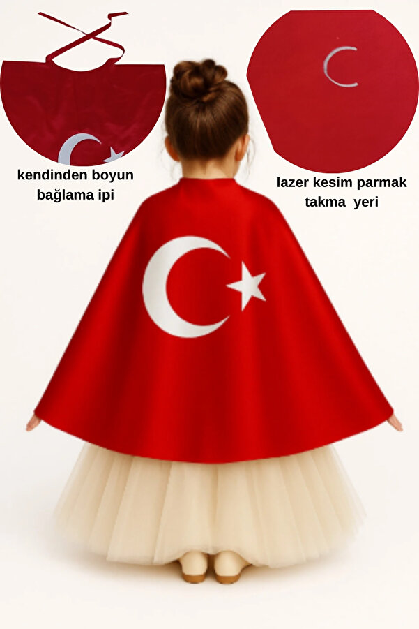 Parti Kırtasiye 23 nisan ay yıldız türk bayraklı pelerin gösteri kostümü